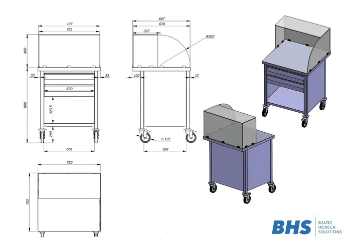 Picu galds 750 mm